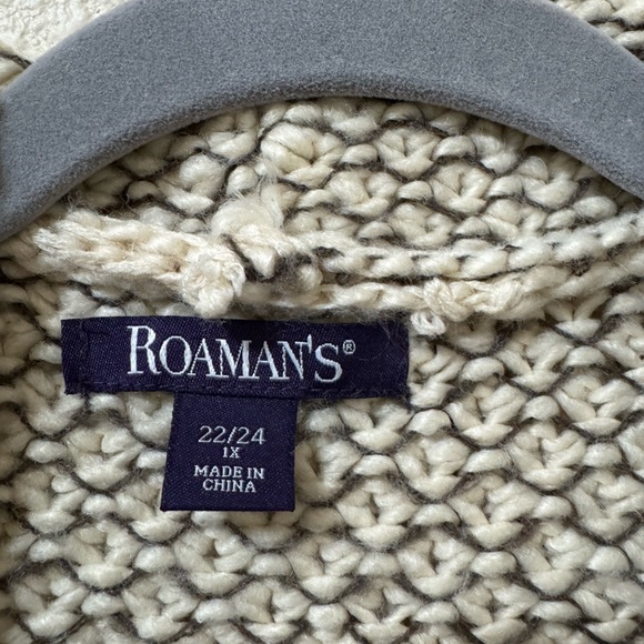 Roaman’s 1X 22/24 Plus Size Open Knit Cardigan Sweater Gray NWOT - Picture 2 of 8